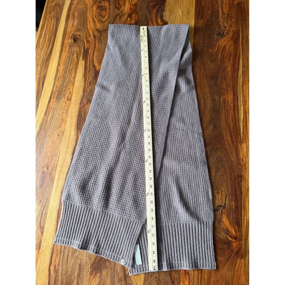 Everlane‎ Waffle Knit Scarf Taupe Grey Brown Ribbed Trim One Size OS Accessory